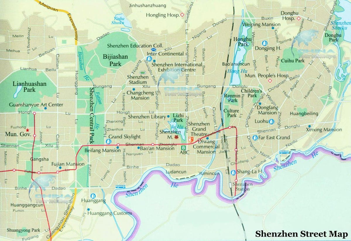 карта Шеньчжень районів