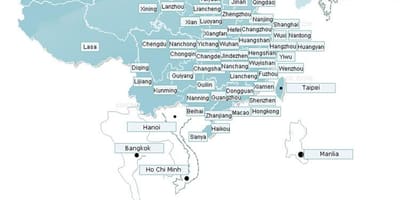 Карта авіакомпанії Шеньчжень маршрут